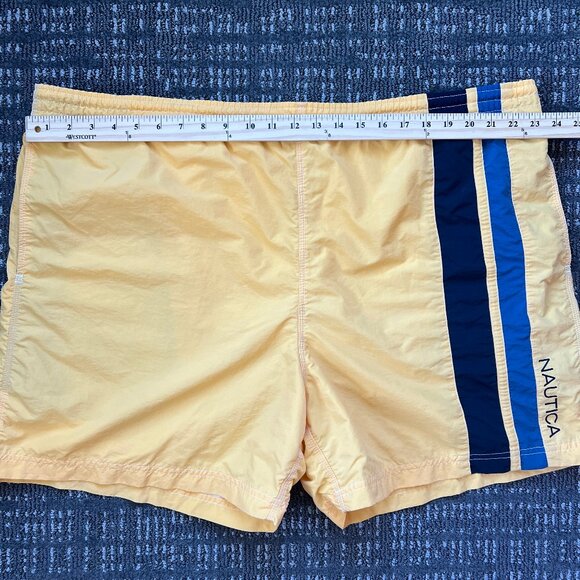 Nautica Men’s Yellow Blue Stripes Swim Trunks Swimwear Suit | Sz XXL - Picture 12 of 15